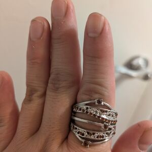 Stunning Silver and Brown Gemstone Ring